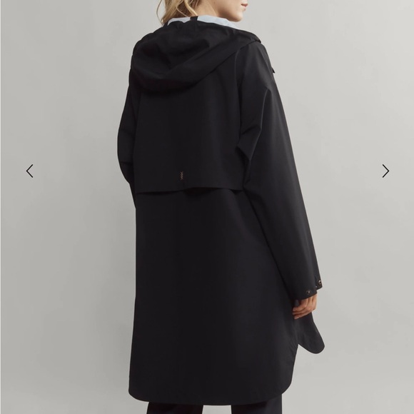 Rhone Tens Black Hooded Long Raincoat Jacket NWT Size L Waterproof Outerwear - Picture 5 of 8